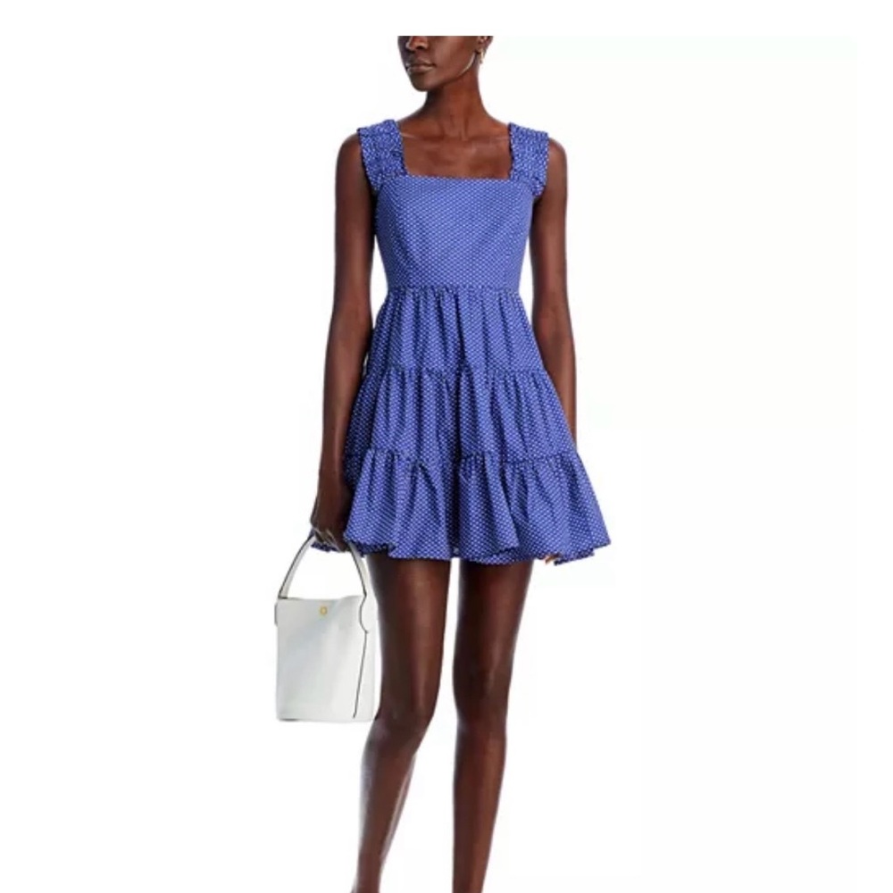 Aqua Blue and White Polka Dot Mini Dress